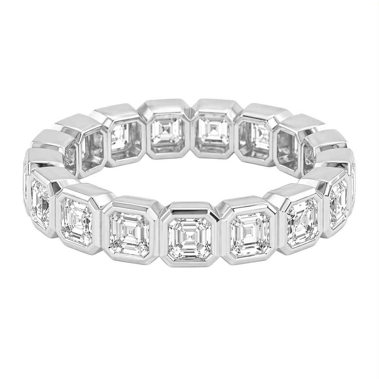 Asscher Cut Diamond Bezel Eternity Band