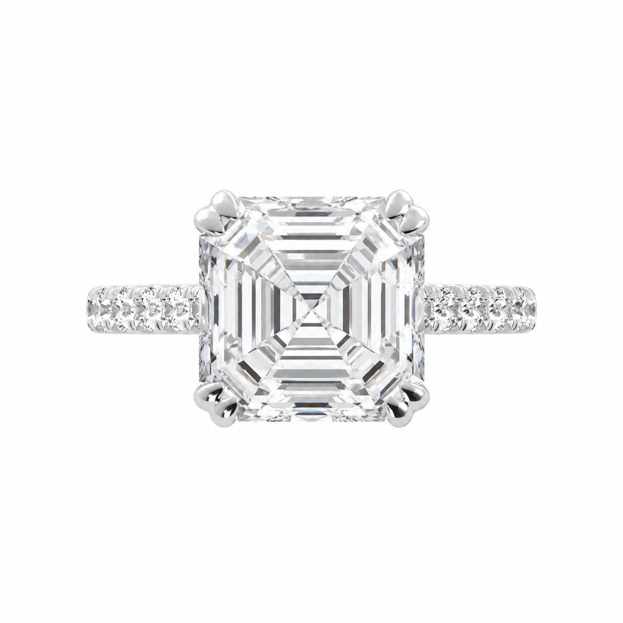 Asscher Cut Diamond Hidden Halo Engagement Ring