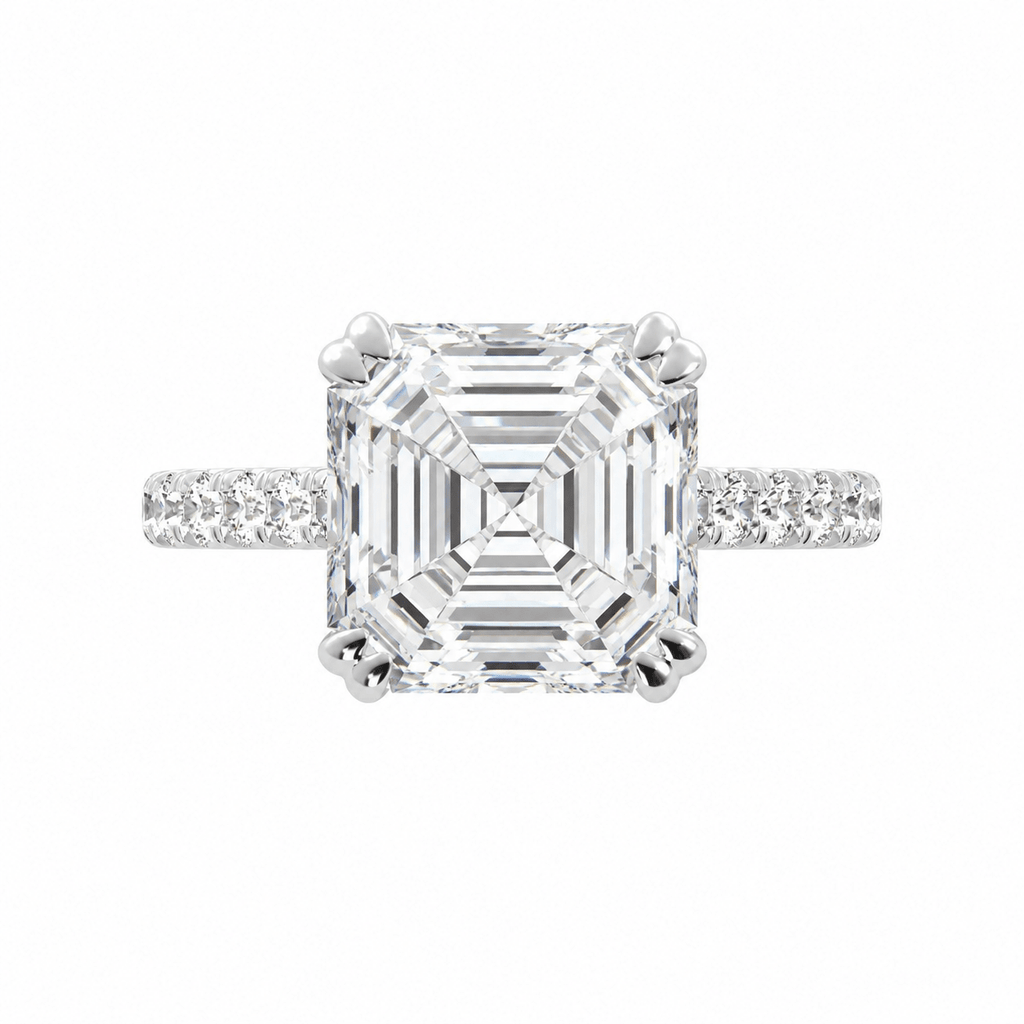 Asscher Cut Diamond Hidden Halo Engagement Ring