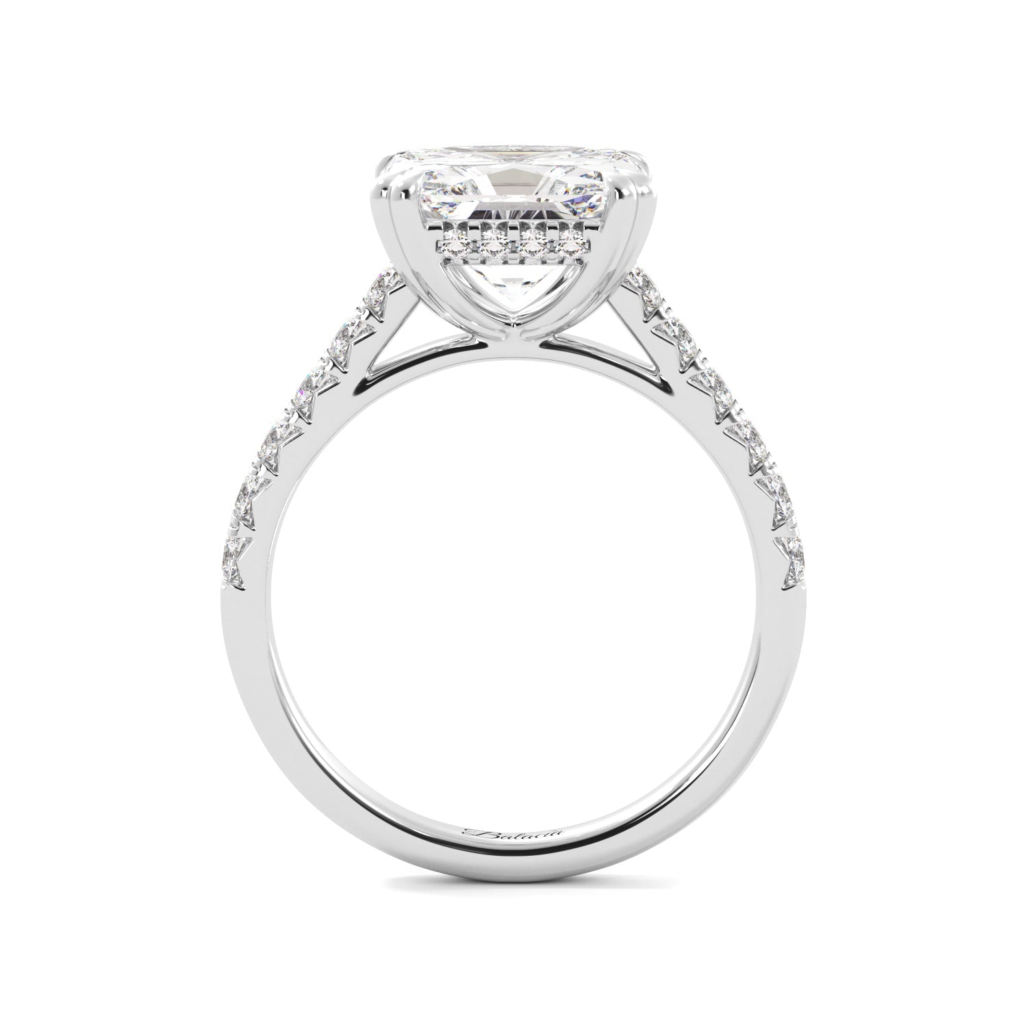 Asher Cut diamond Hidden Halo Engagement Ring 