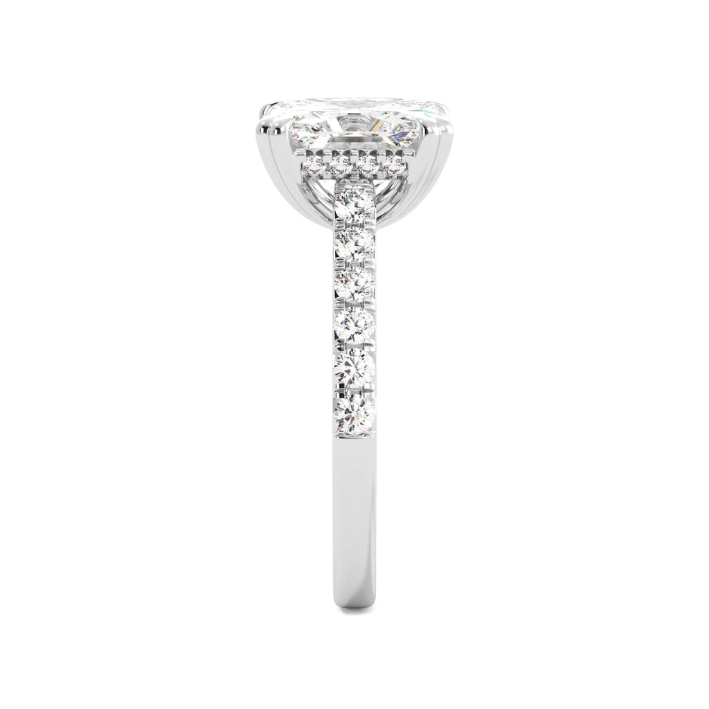 Asher Cut Hidden Halo Pave Engagement Ring Side View
