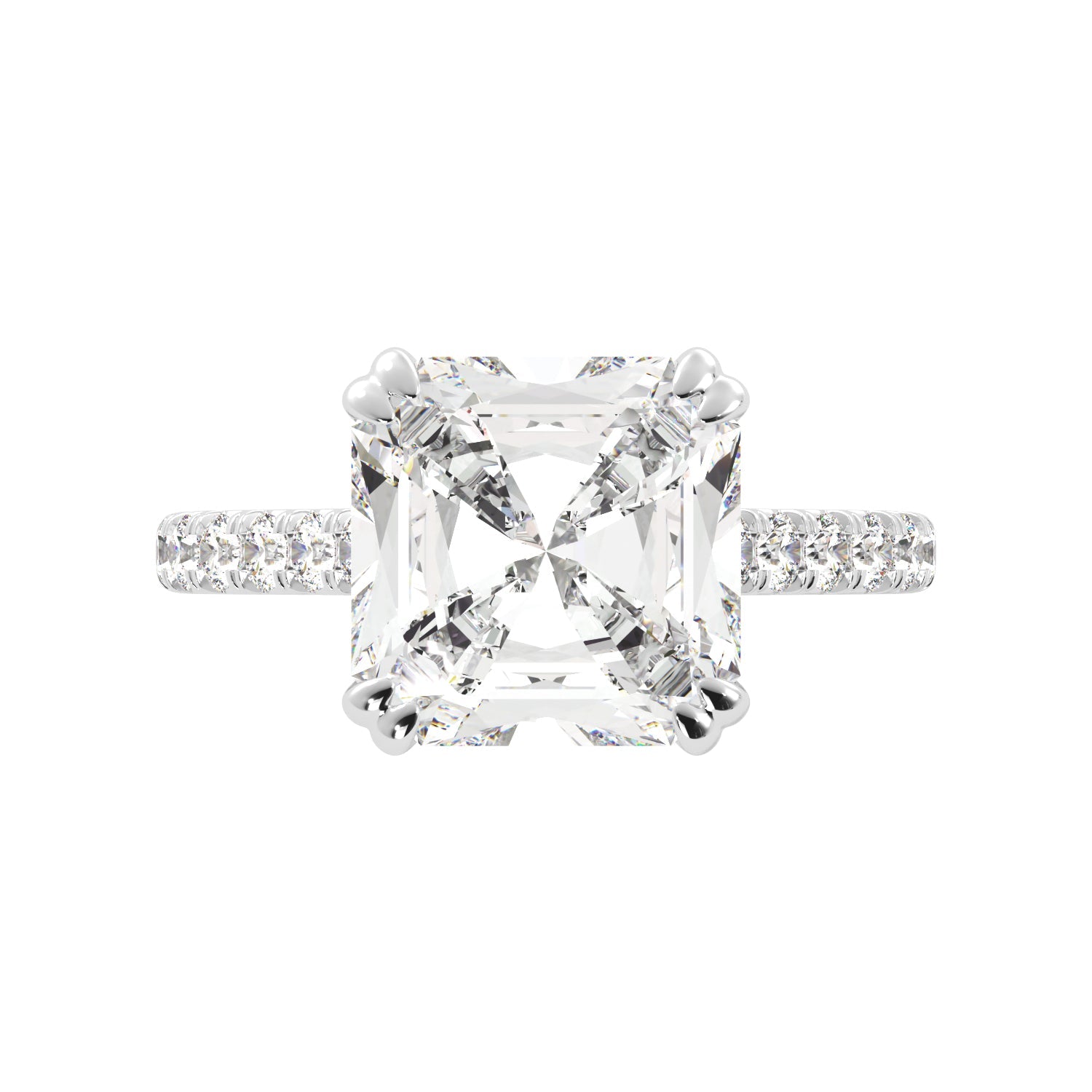Asher Cut Hidden Halo Pave Engagement Ring 
