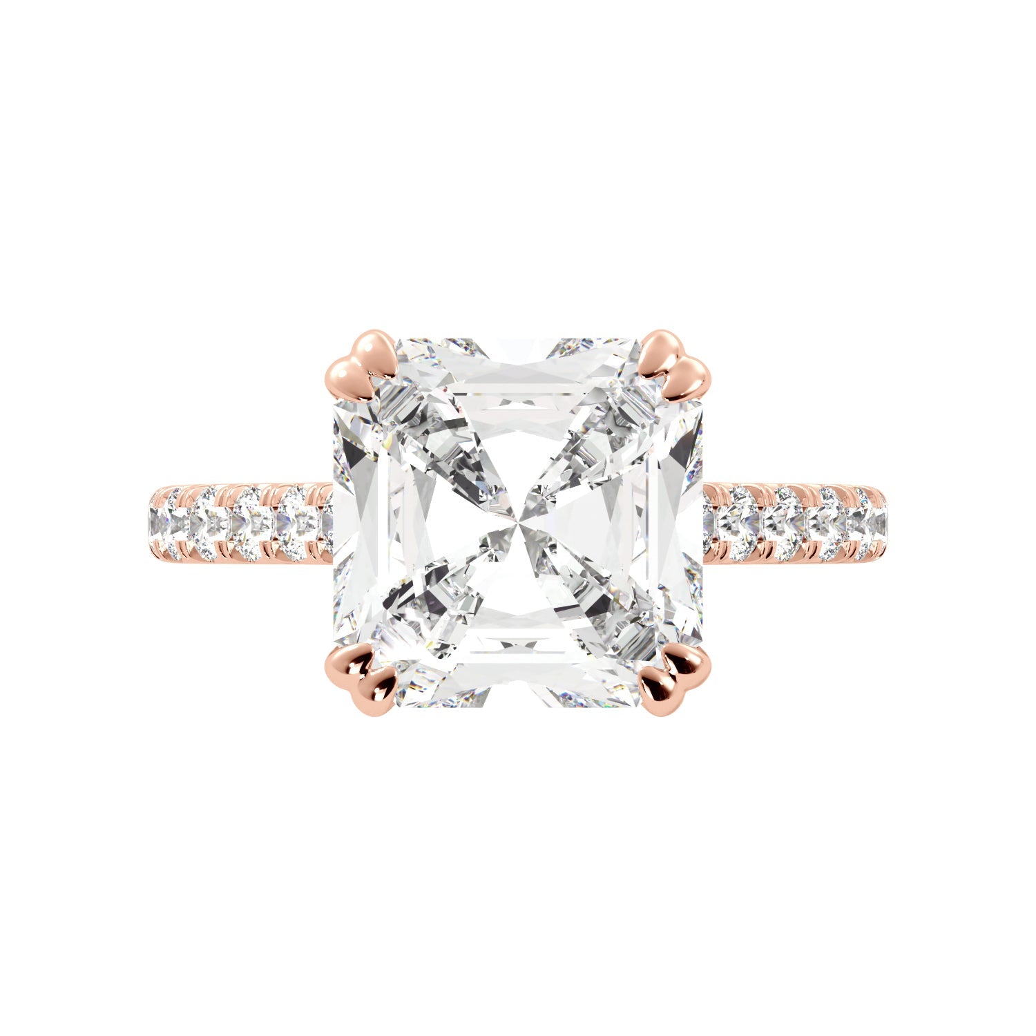 Rose Gold Asher Cut Hidden Halo Engagement Ring