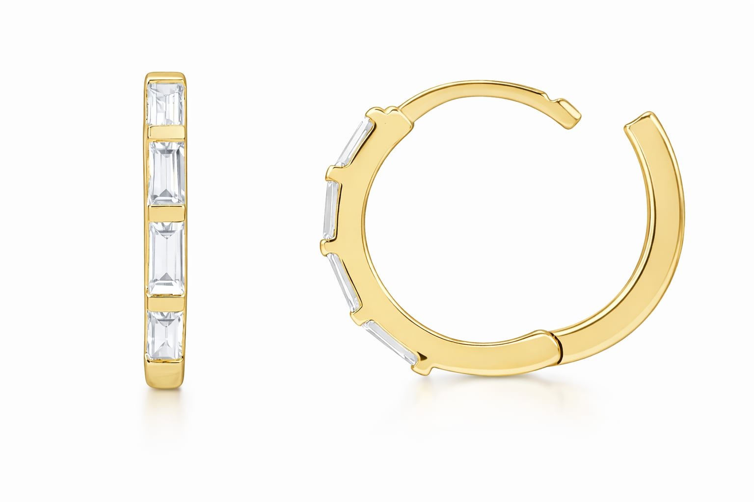 Straight Baguette Diamond Hoop Earrings