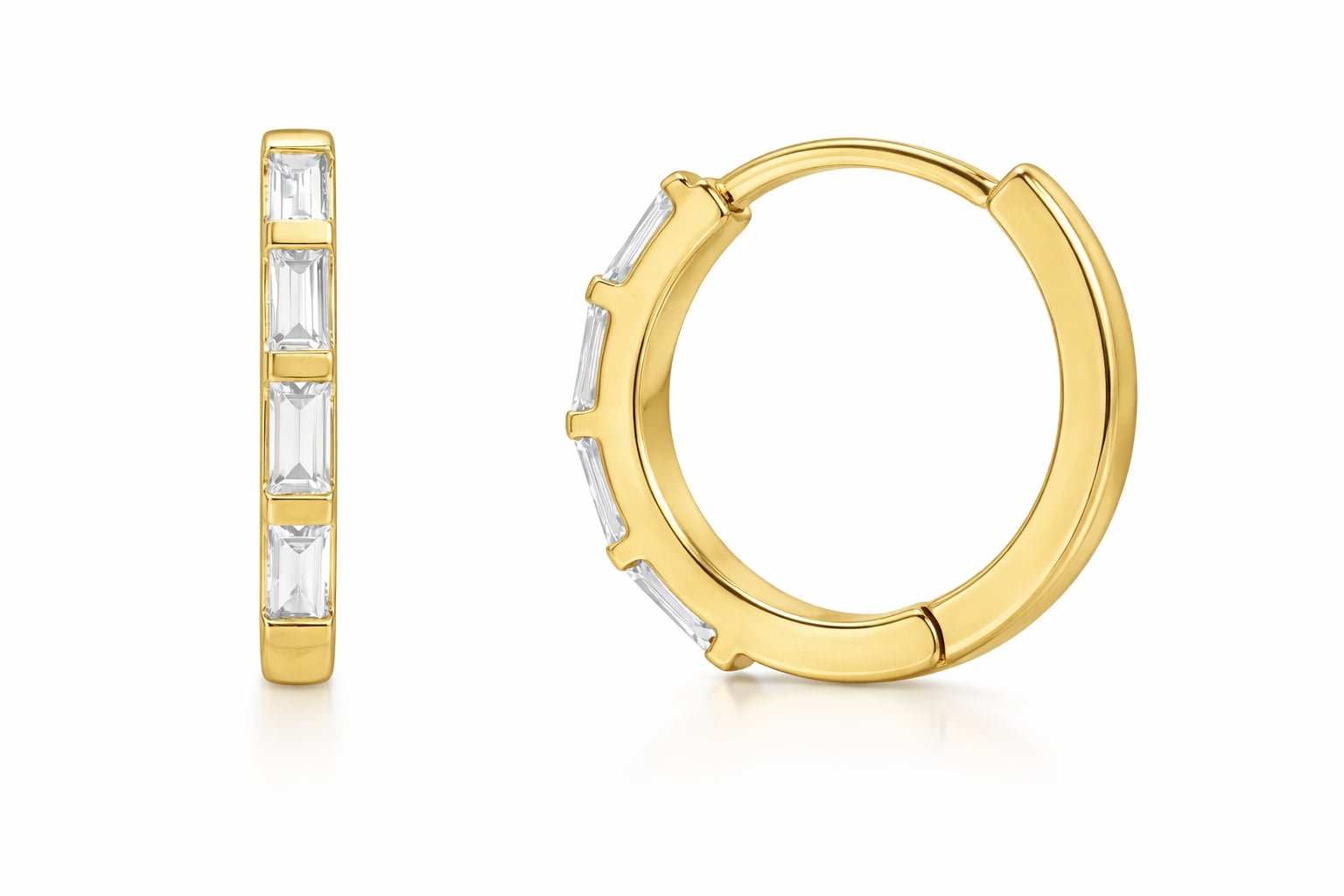 Baguette Diamond Hoop Earrings 