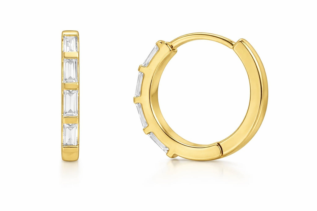 Baguette Diamond Hoop Earrings 