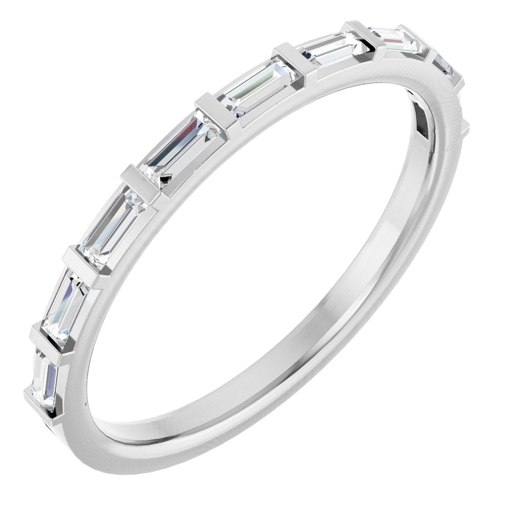 Straight Baguette Lab Diamond Women's Wedding Band white gold