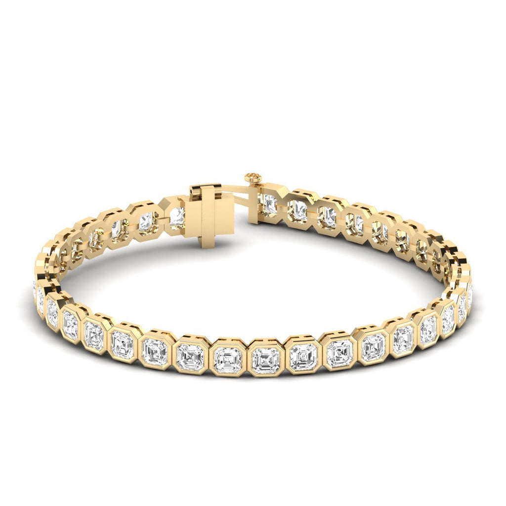 Bezel Asscher Diamond Tennis Bracelet - Balacia