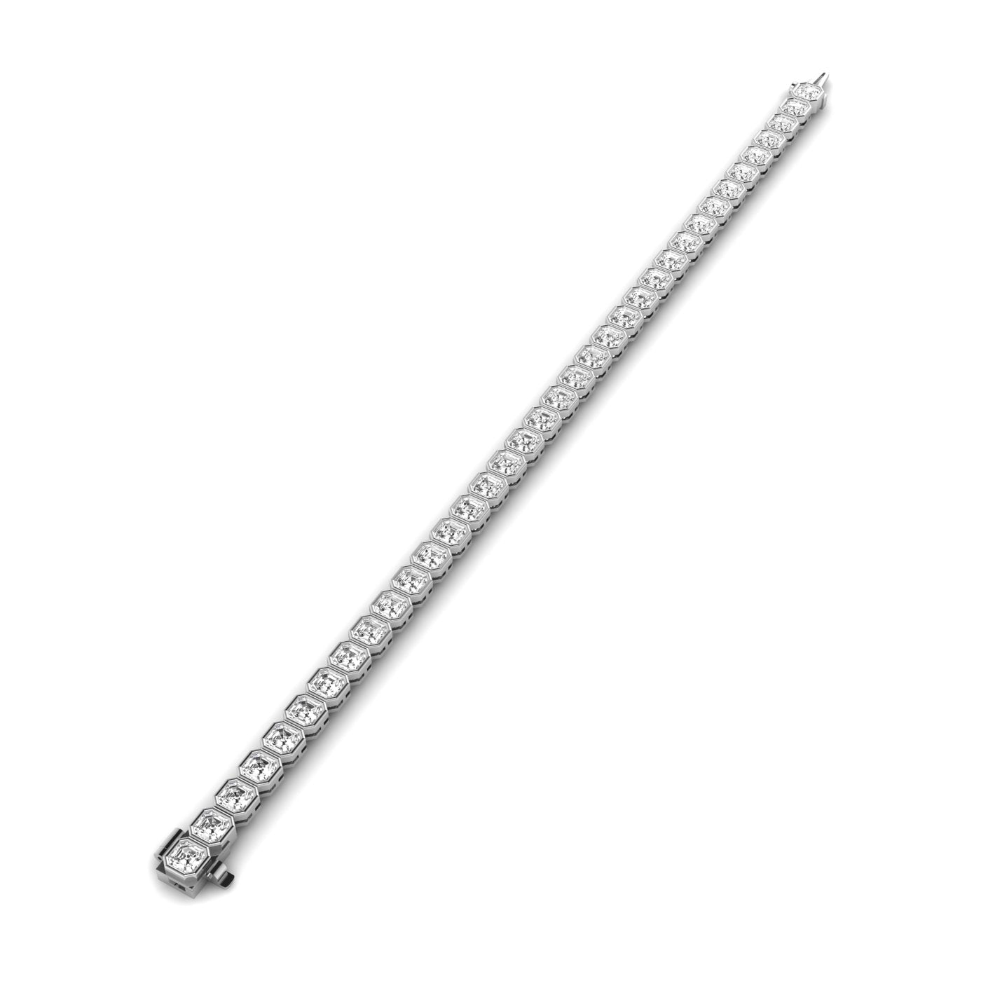 Bezel Asscher Diamond Tennis Bracelet - Balacia