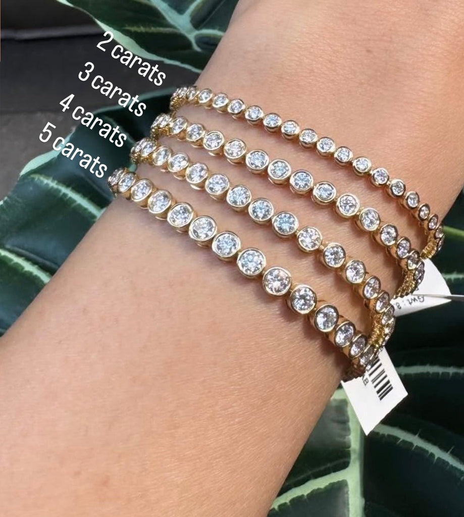 Bezel tennis bracelet carat size comparison 