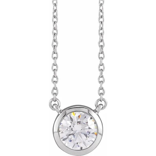 Bezel Solitaire Floating Diamond Pendant Necklace Gift - Balacia