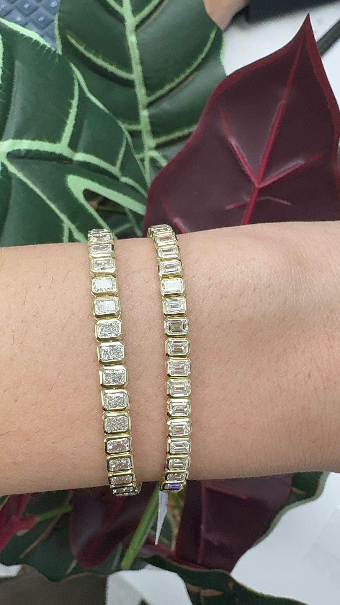 bezel radiant and emerald cut tennis bracelets