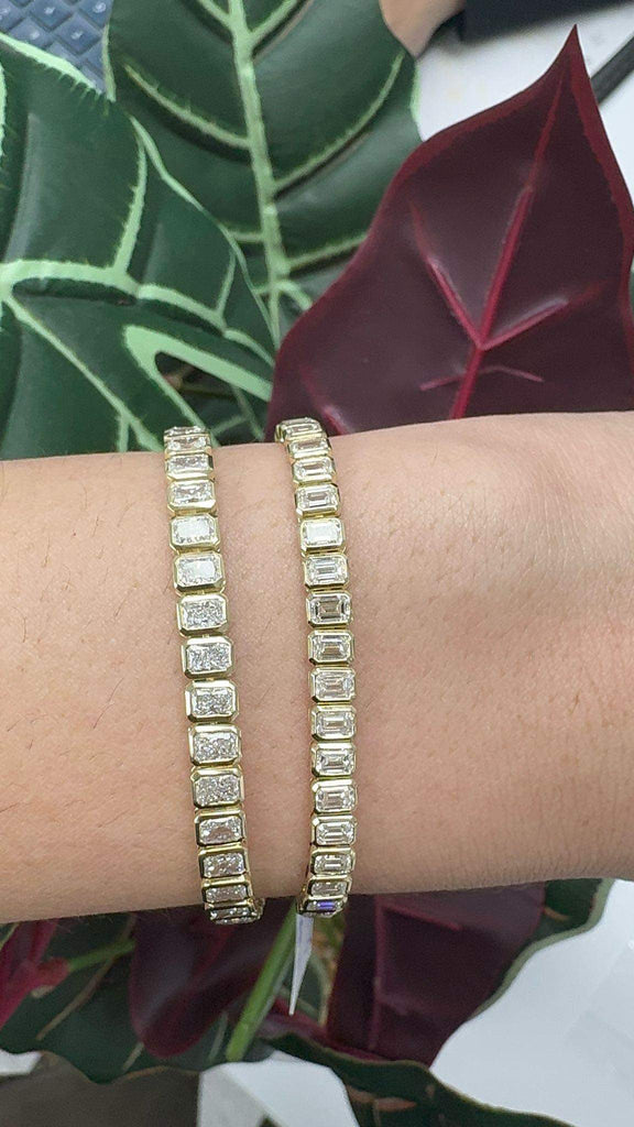 bezel radiant and emerald cut tennis bracelets