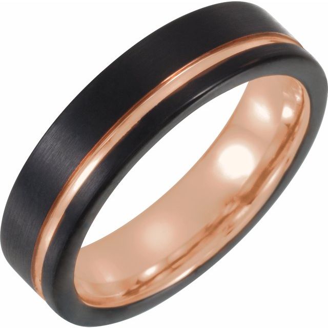 Black &amp; 18K Rose Gold PVD Tungsten 6 mm Band - Balacia