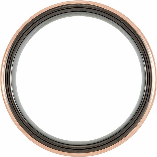 Black &amp; 18K Rose Gold PVD Tungsten 6 mm Grooved Band - Balacia