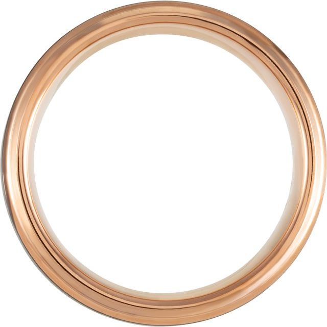 Black &amp; 18K Rose Gold PVD Tungsten 8 mm Beveled - Edge Band - Balacia