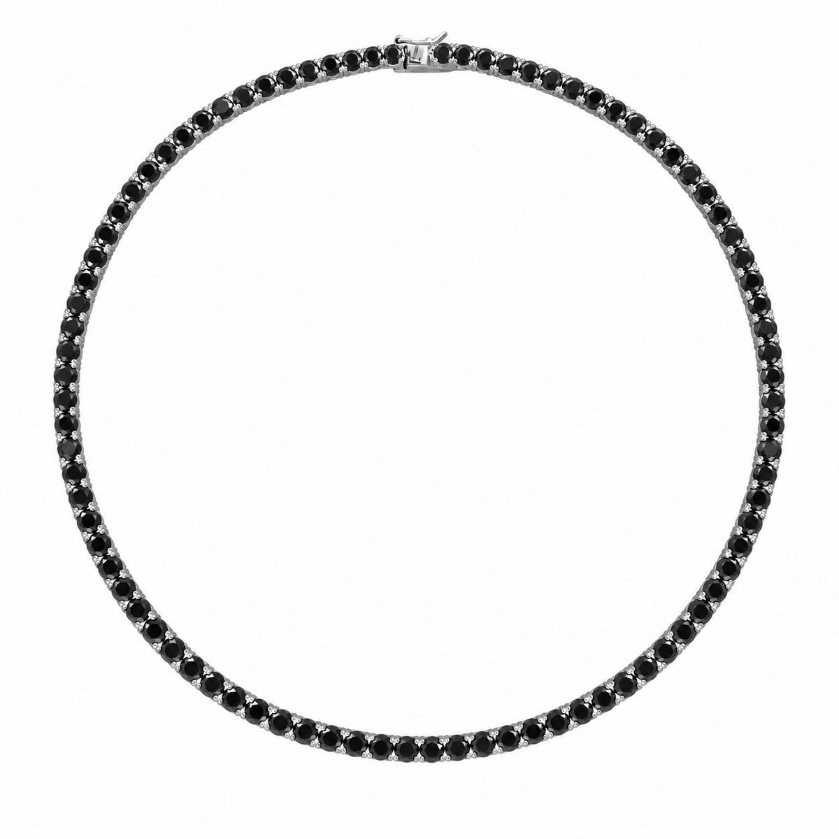 Black Diamond Tennis Necklace Silver