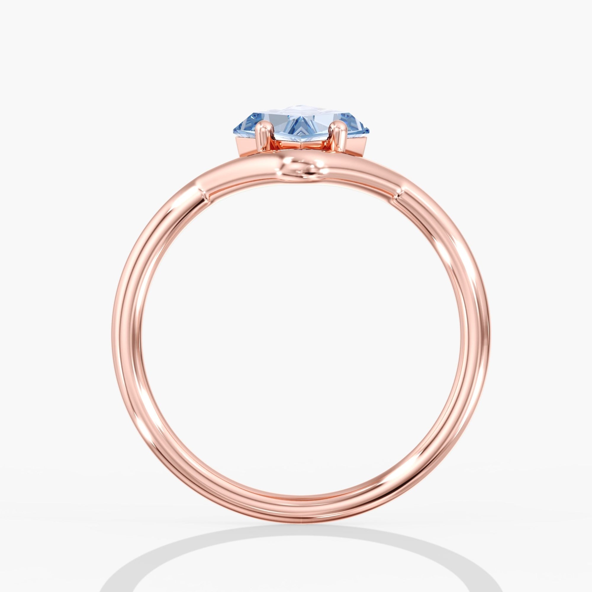 Rose Gold Blue Diamond Kite Cut Ring Side View