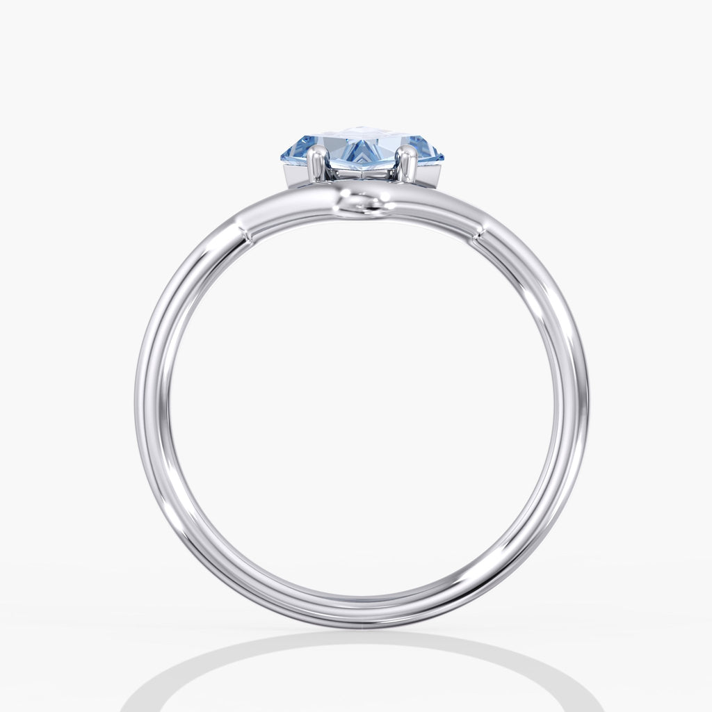 Blue Diamond Kite Cut Ring Side View