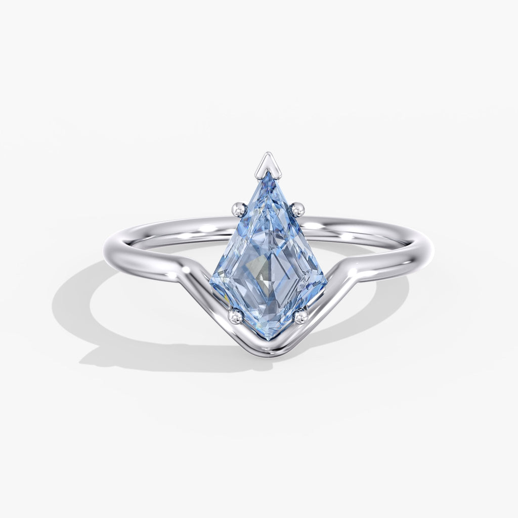 Blue Diamond Kite Cut Ring Top View