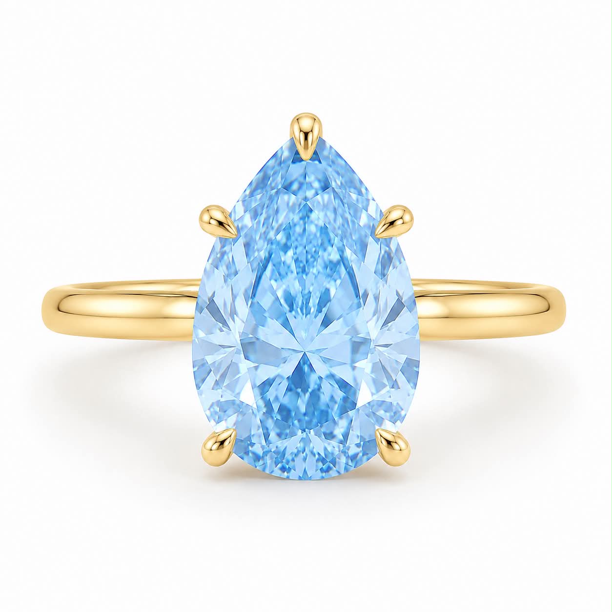 Blue Pear Diamond Solitaire Engagement Ring