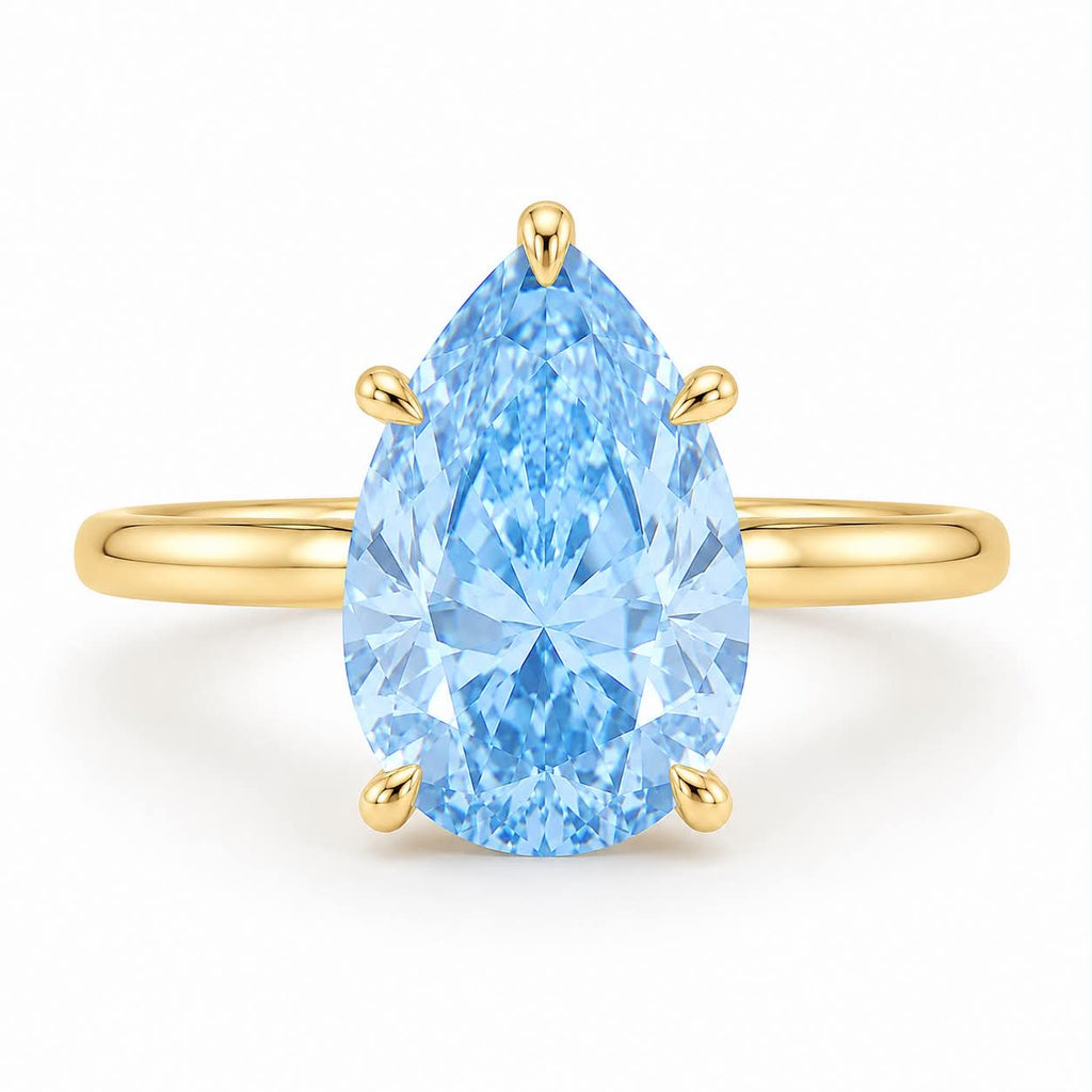 Blue Pear Diamond Solitaire Engagement Ring