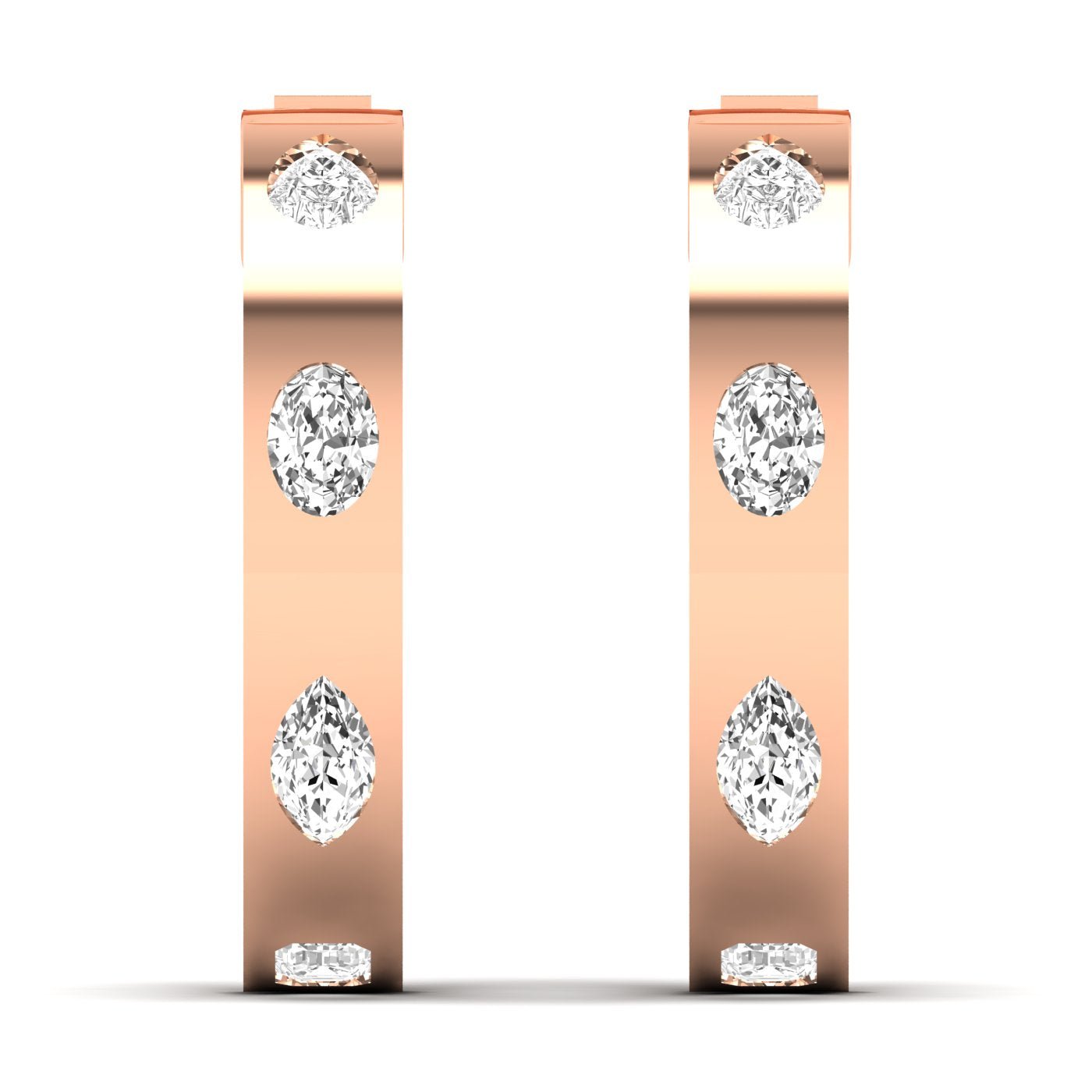 Brilliant Oval & Pear Diamond Hoop Earrings - Balacia