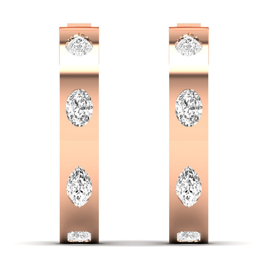 Brilliant Oval & Pear Diamond Hoop Earrings - Balacia