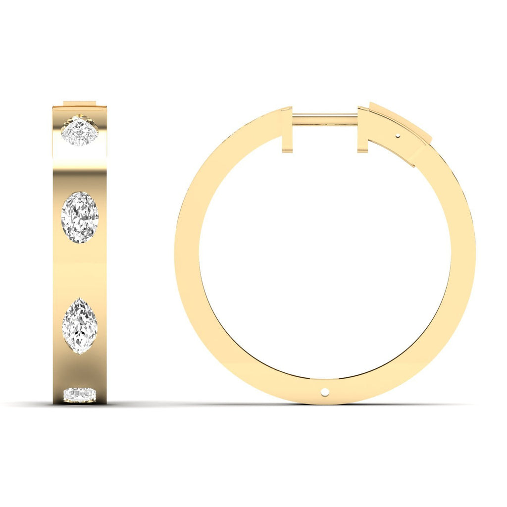 Brilliant Oval & Pear Diamond Hoop Earrings - Balacia