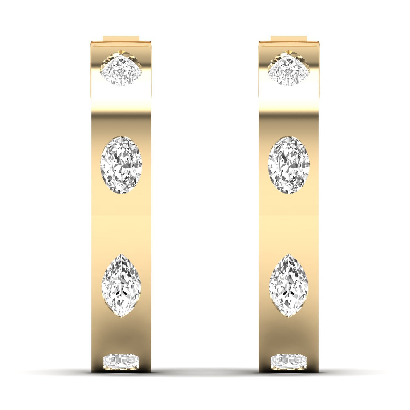 Brilliant Oval & Pear Diamond Hoop Earrings - Balacia