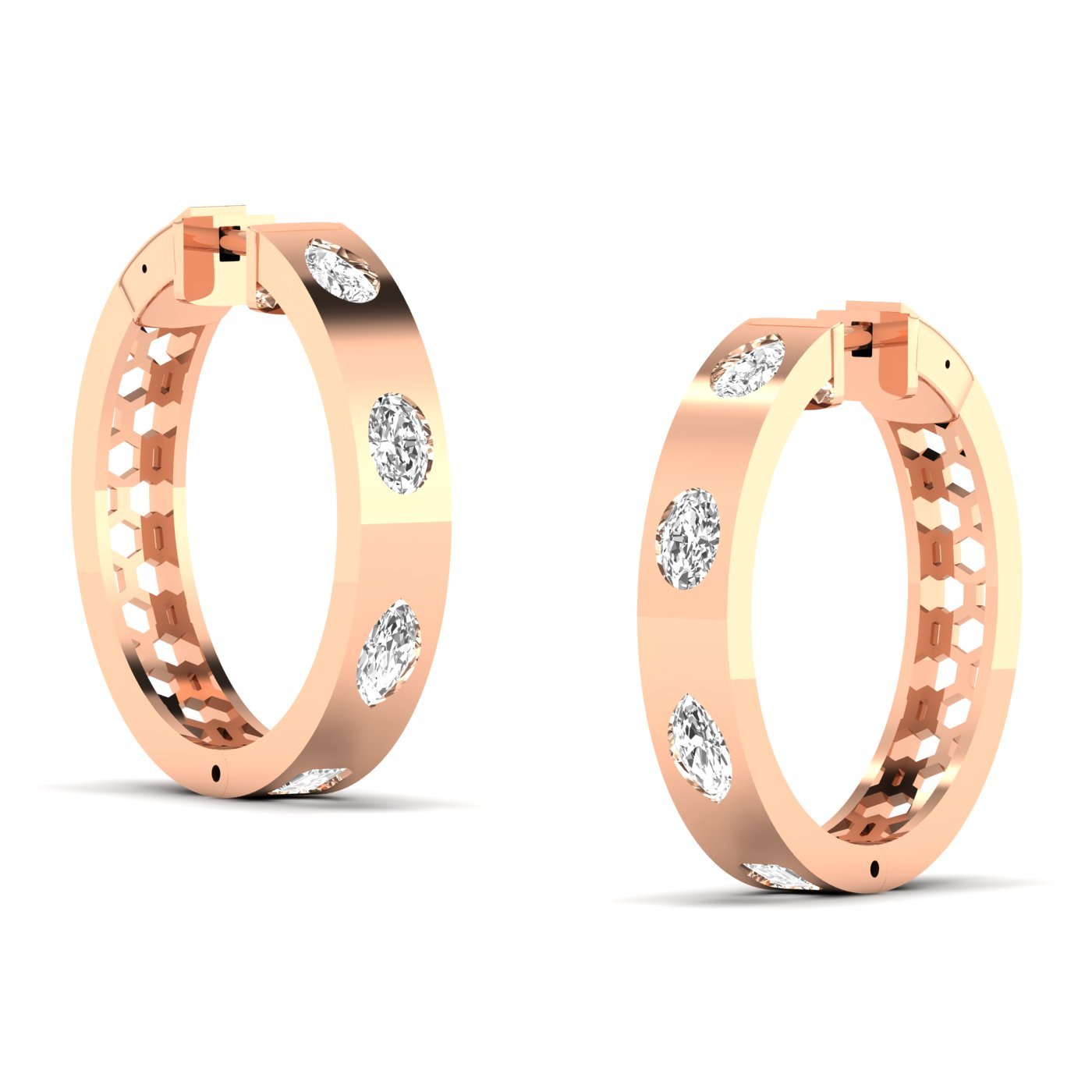 Brilliant Oval &amp; Pear Diamond Hoop Earrings - Balacia