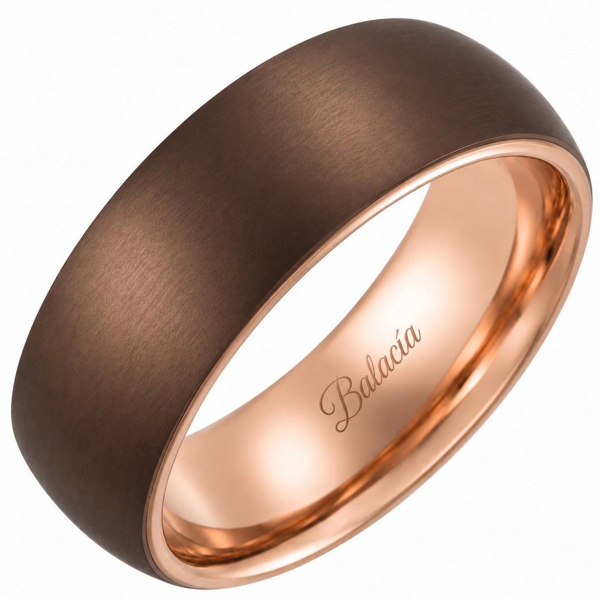 Brown & Rose Gold Tungsten 8mm Satin & Beveled-Edge Men's Band