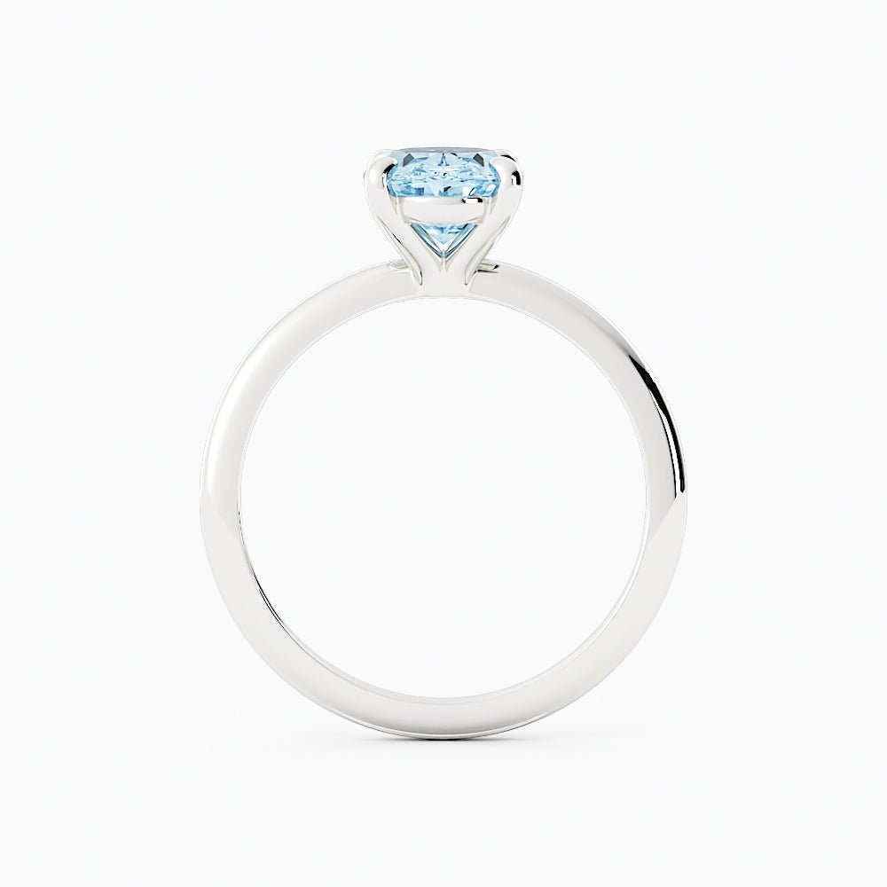 Classic Oval Aquamarine Solitaire Enagement Ring - Balacia