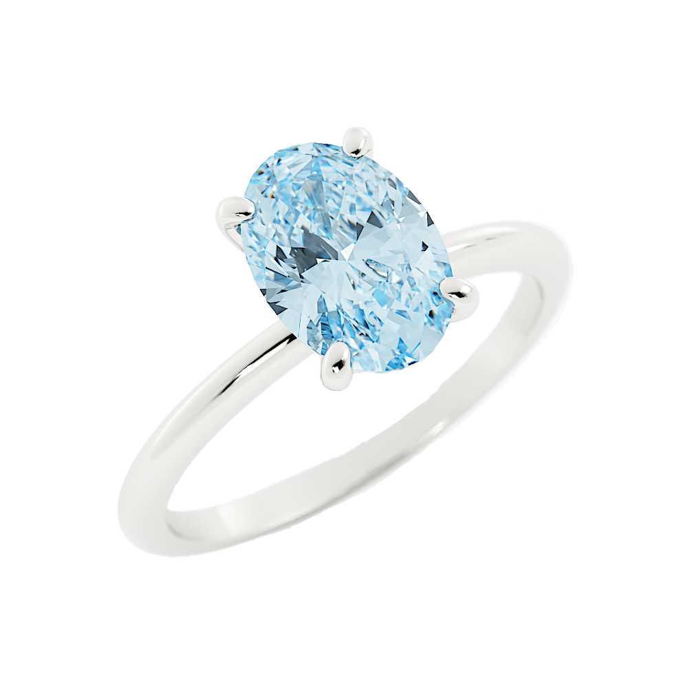 Classic Oval Aquamarine Solitaire Enagement Ring - Balacia