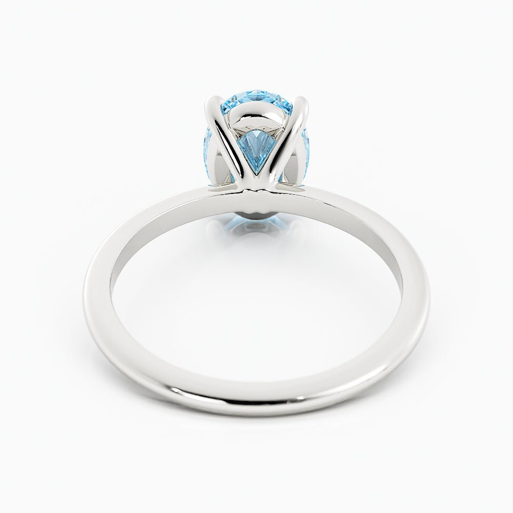 Classic Oval Aquamarine Solitaire Enagement Ring - Balacia