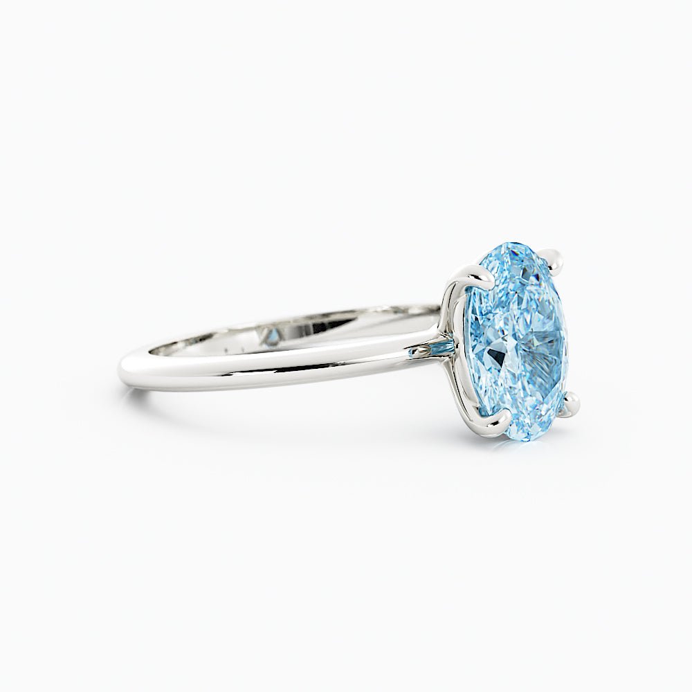 Classic Oval Aquamarine Solitaire Enagement Ring - Balacia