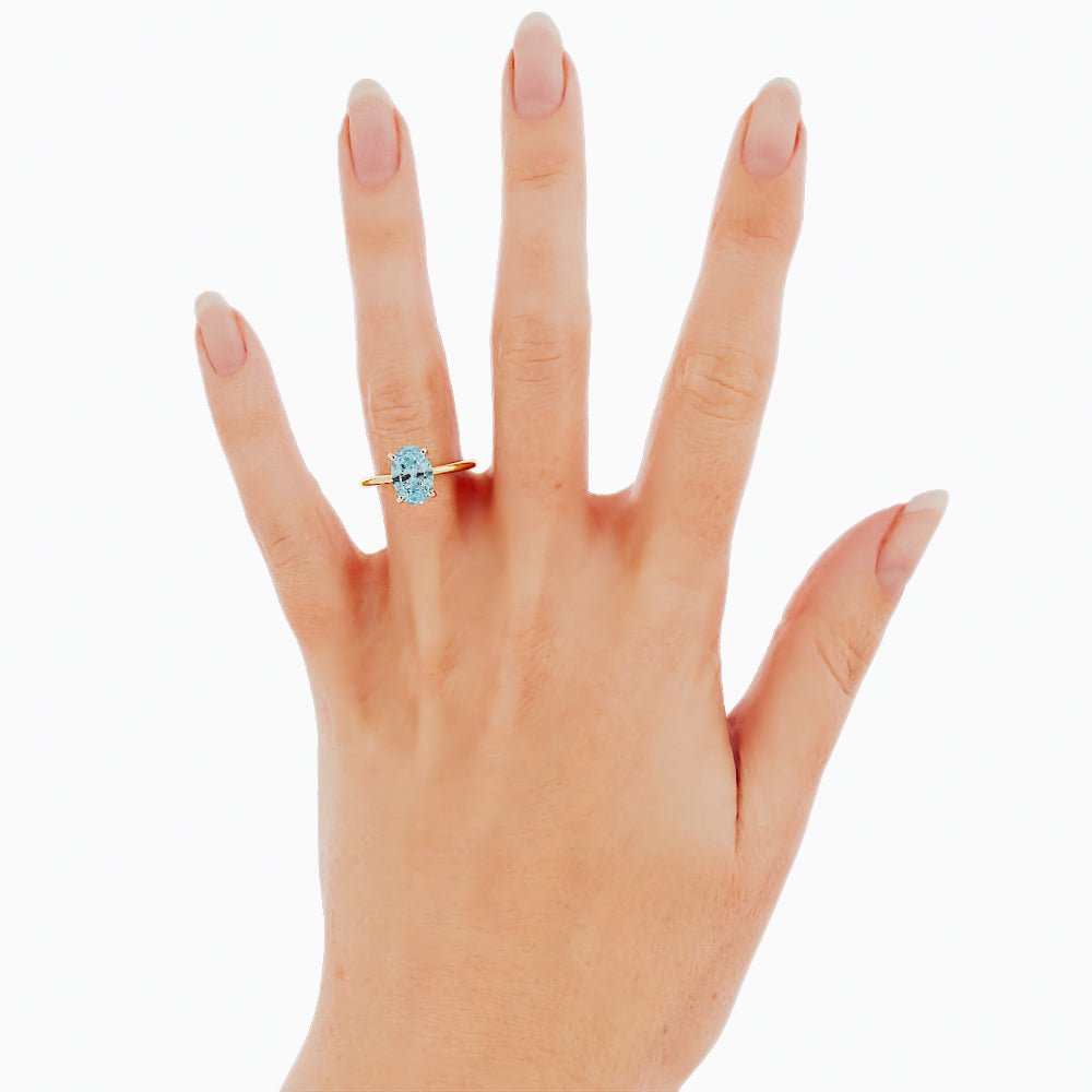 Classic Oval Aquamarine Solitaire Ring - Balacia