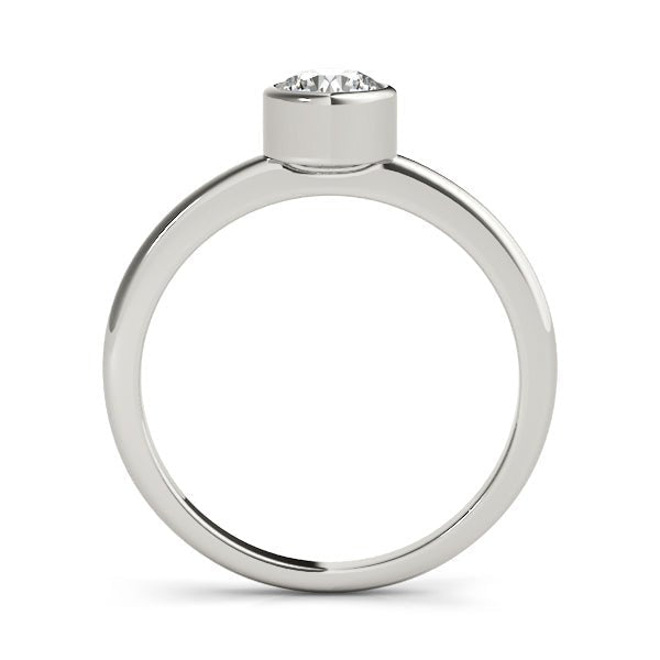 White Gold Round Bezel Engagement Ring Side