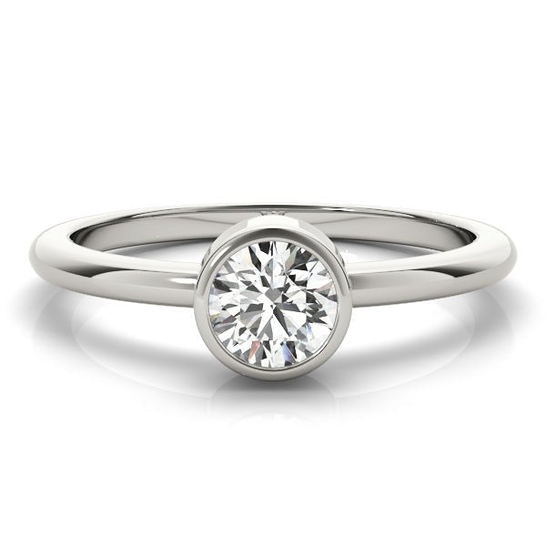 Round Bezel White Gold Engagement Ring