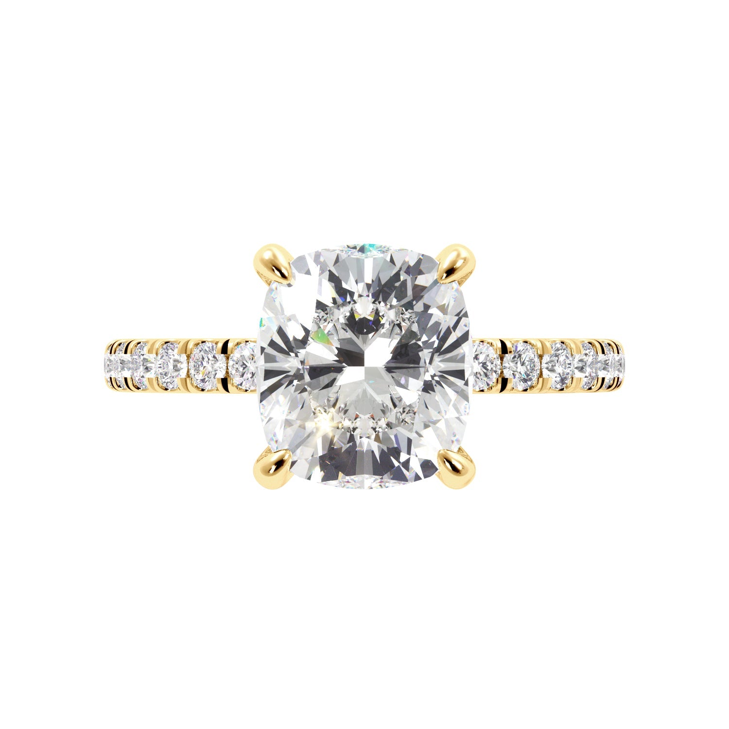 Cushion Cut 1/2 Eternity with Halo Engagement Ring - Balacia