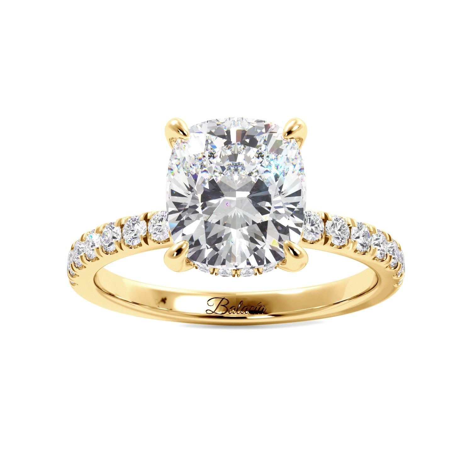 Cushion Cut 1/2 Eternity with Halo Engagement Ring - Balacia