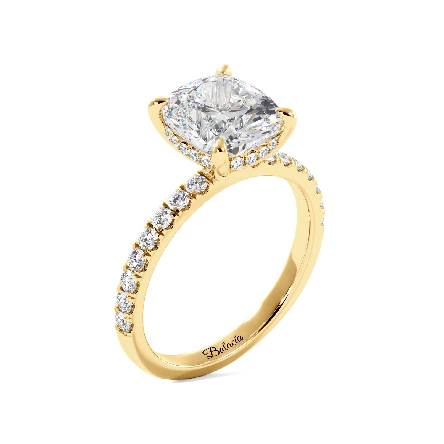 Cushion Cut 1/2 Eternity with Halo Engagement Ring - Balacia