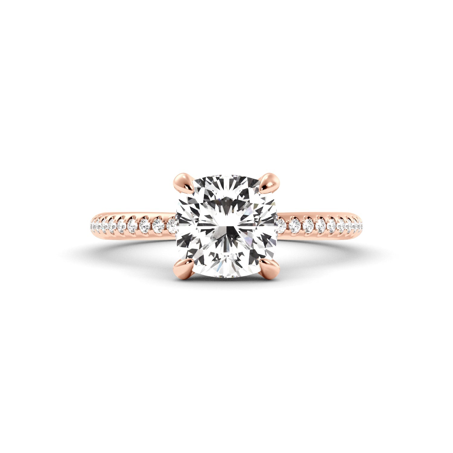 Cushion Cut Diamond Hidden Halo Engagement Ring