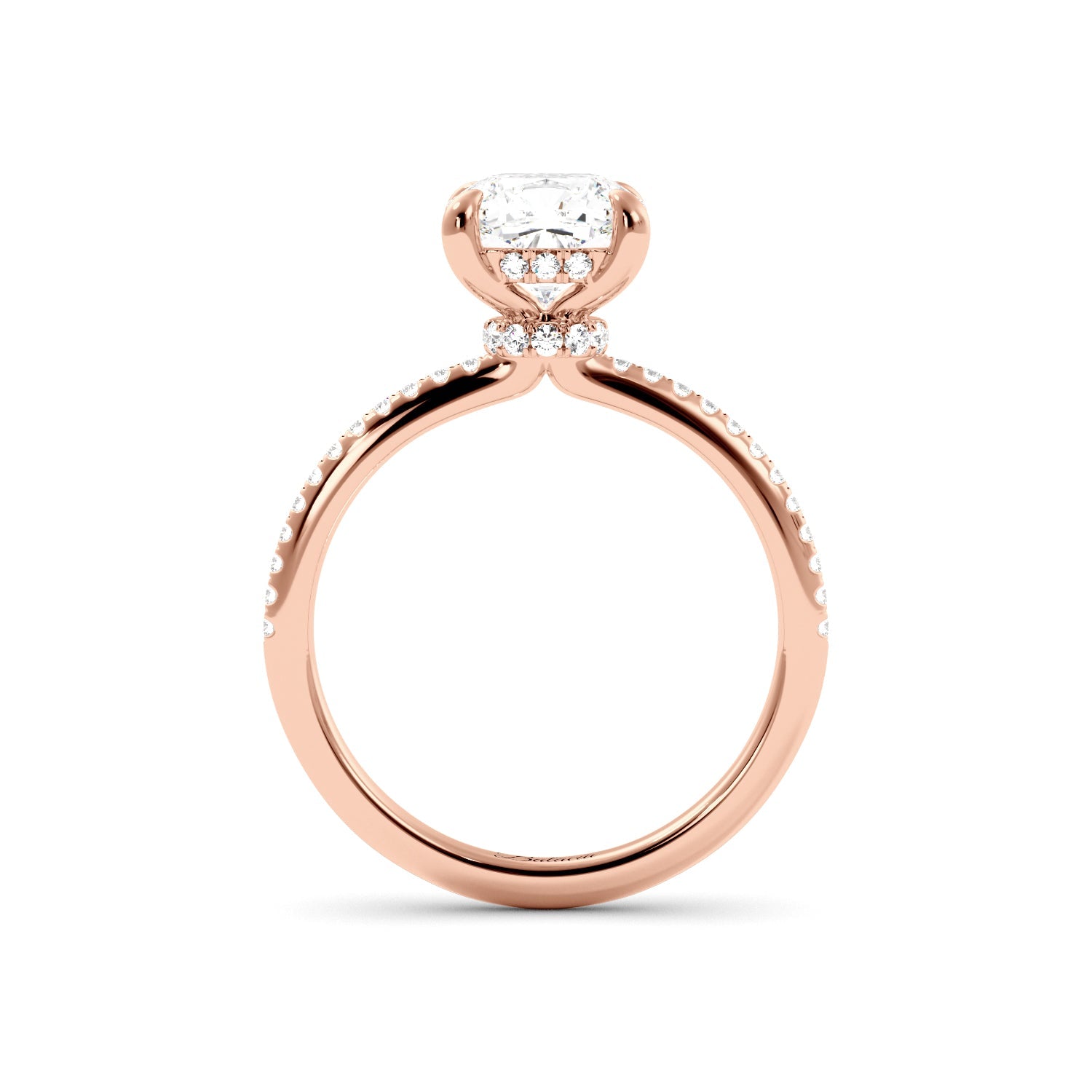 Cushion Cut Diamond Hidden Halo Engagement Ring