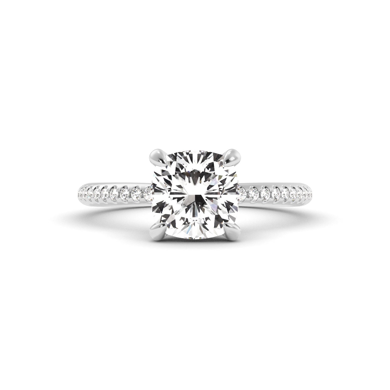 Cushion Cut Diamond Hidden Halo Engagement Ring