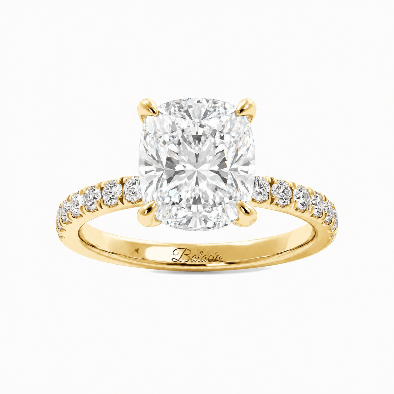 Cushion Cut Diamond Hidden Halo Engagement Ring