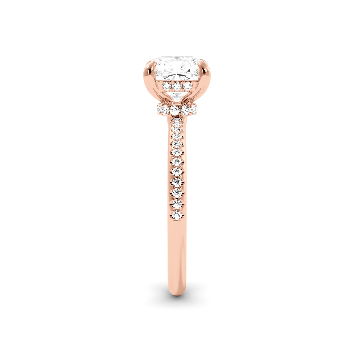 Cushion Cut Diamond Hidden Halo Engagement Ring