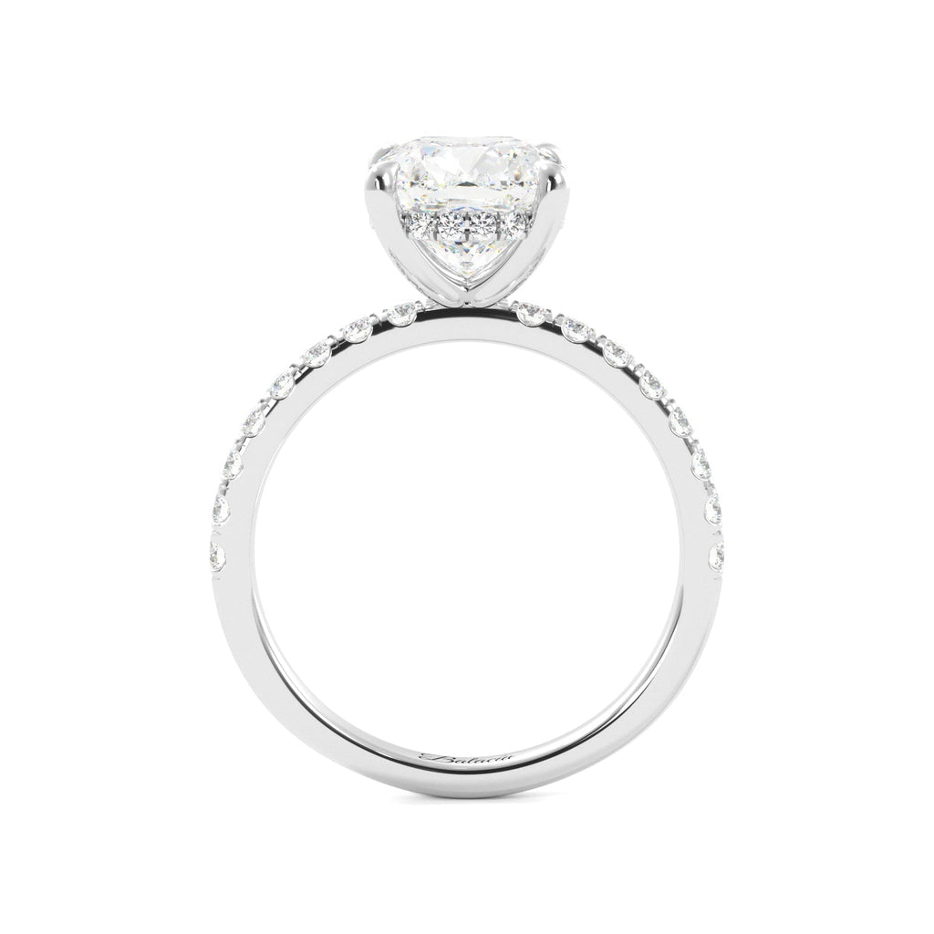 cushion cut hidden halo lab grown diamond ring