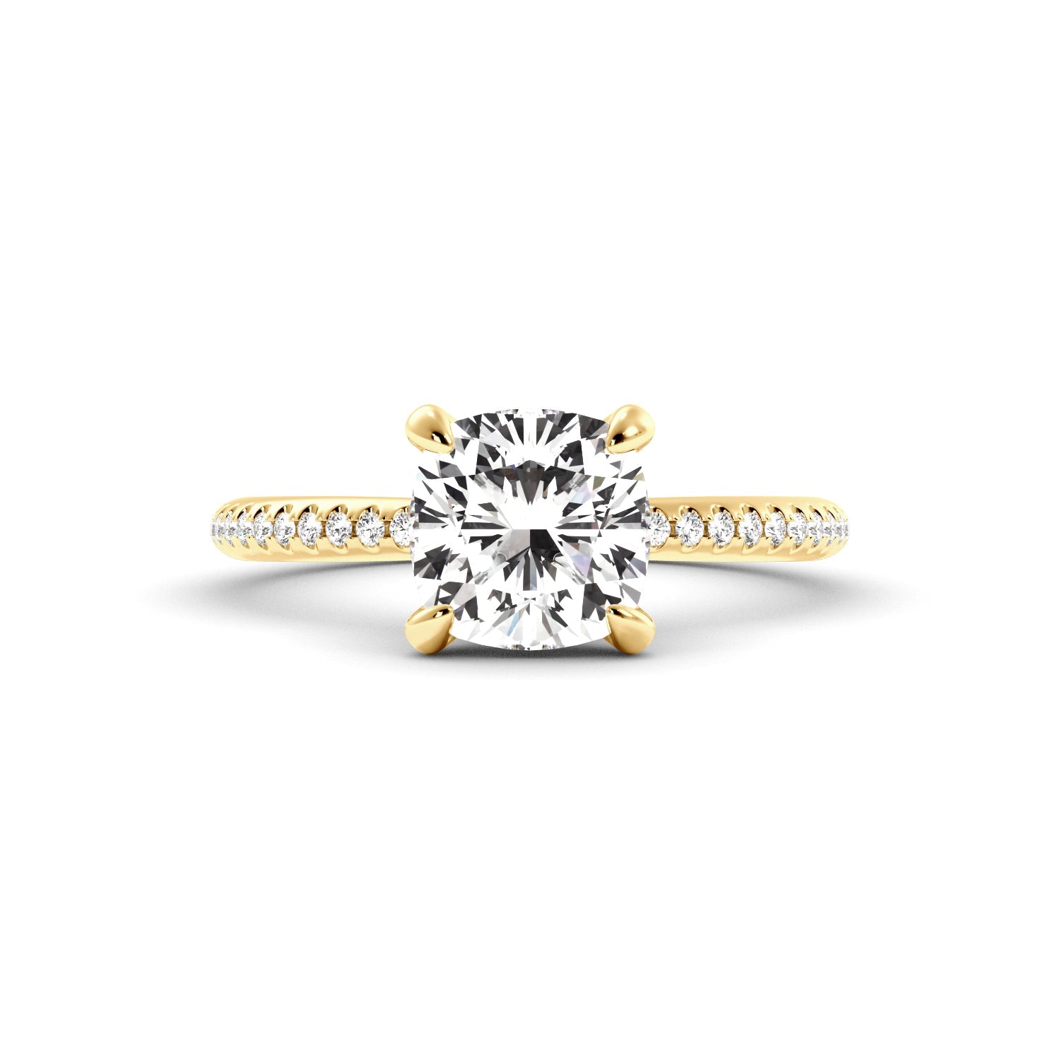 Cushion Cut Diamond Hidden Halo Engagement Ring