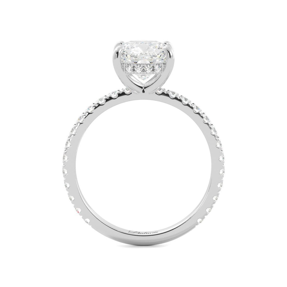 Cushion Cut Diamond Pavé Hidden Halo Engagement Ring - Balacia